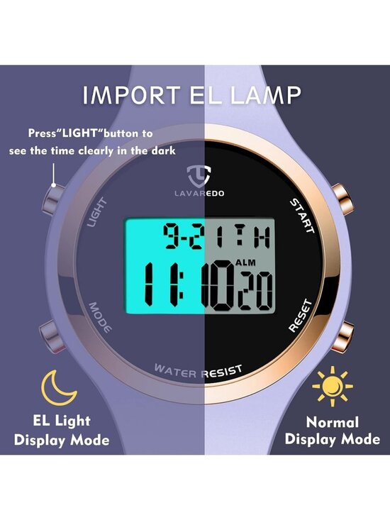 Women\'s Light Purple Quartz Chronograph Waterproof Outdoor Sport Digital Watch main image 6